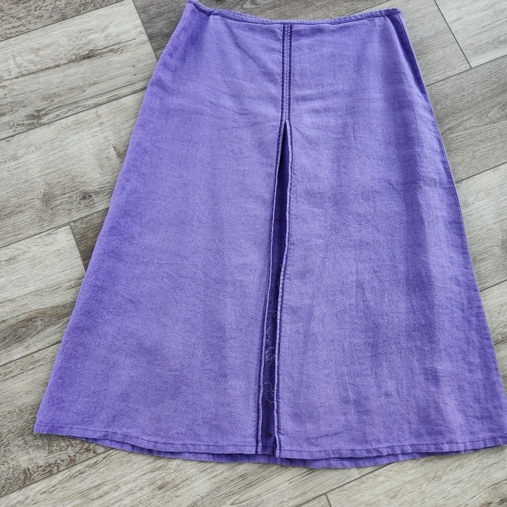 Linen Midi Skirt. Color- Lilac